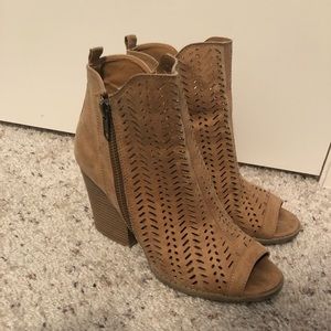 Brown peep toe booties